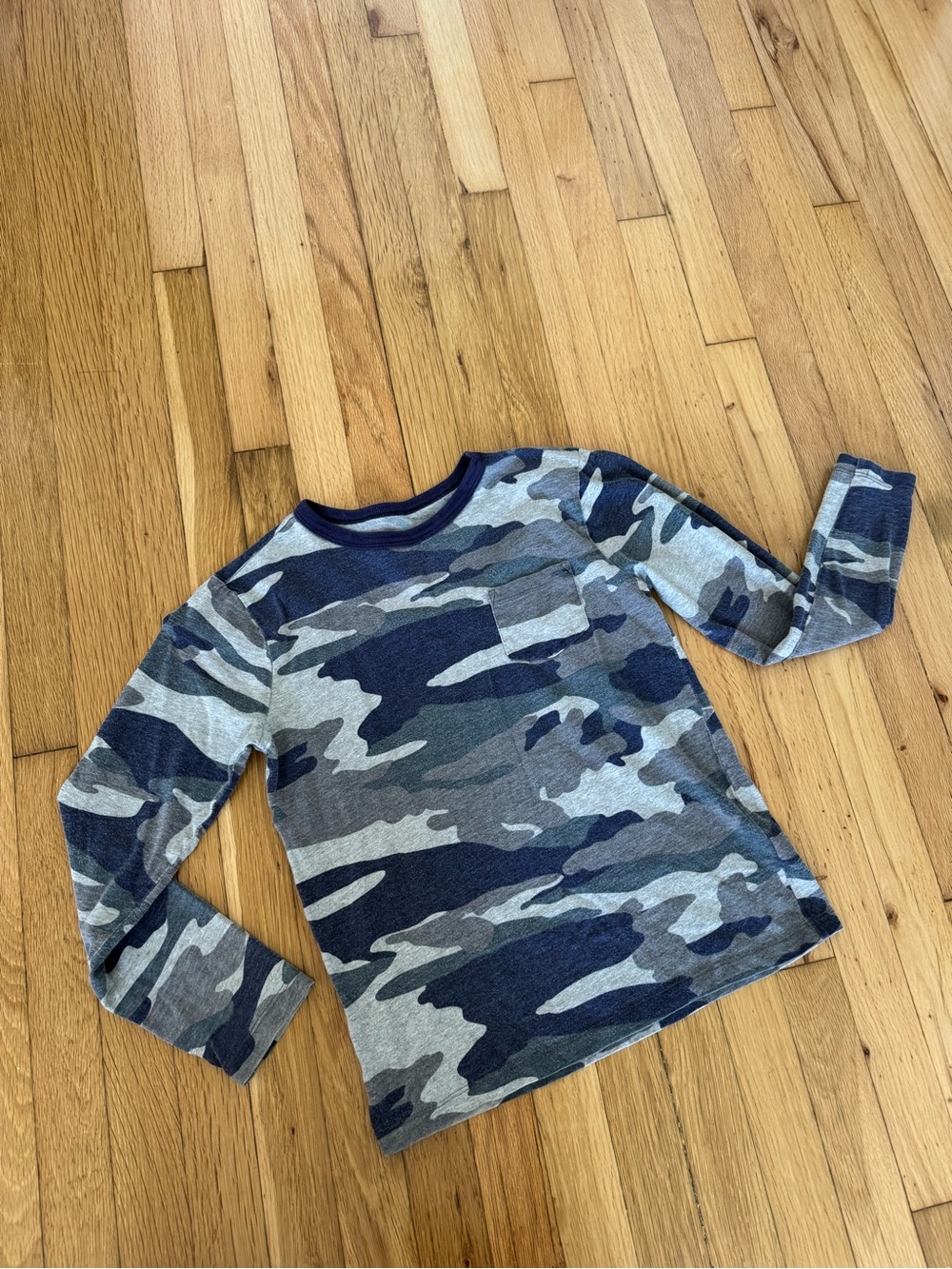 Crewcuts by J.Crew Blue Camo Long Sleeve Shirt Boys Size 10